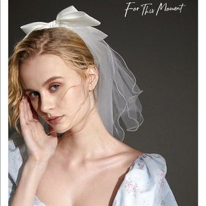 Satin Bow Layered Mesh Bridal Veil
